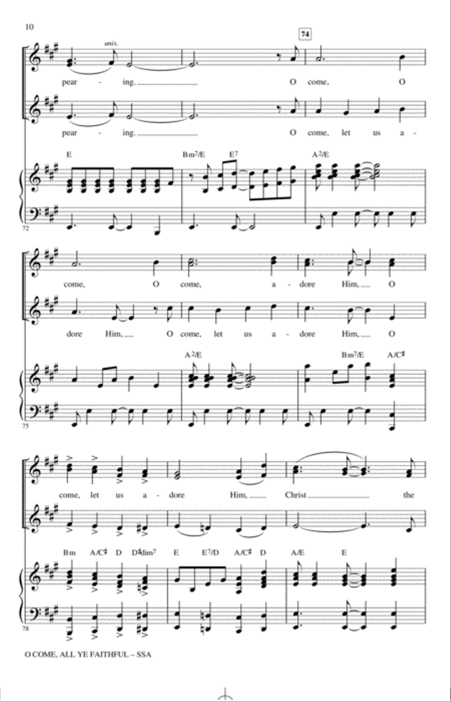 O Come, All Ye Faithful (arr. Mac Huff) SSA scores gallery preview page 9