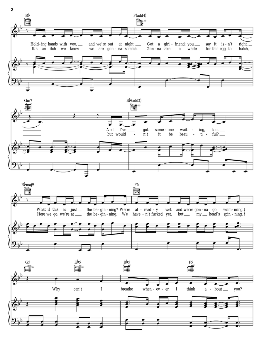 Why Can't I? Piano, Vocal, Guitar scores gallery preview page 2