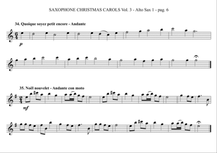 SAXOPHONE CHRISTMAS CAROLS vol. 3 - 13 world famous French Carols for Sax Quartet (SATB or AATB) Saxophone Quartet scores gallery preview page 6