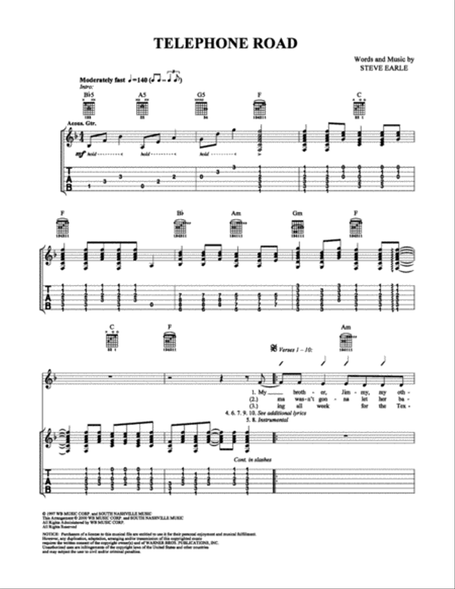 Telephone Road Electric Guitar scores gallery preview page 1