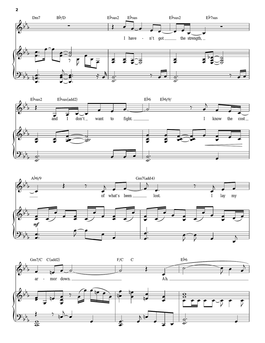 I Lay My Armor Down Piano, Vocal scores gallery preview page 2