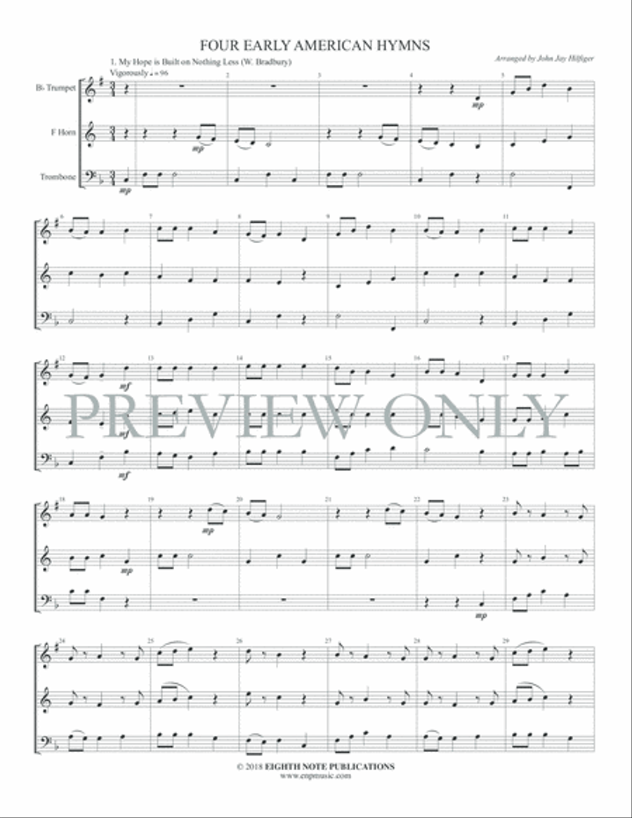 Four Early American Hymns Brass Ensemble scores gallery preview page 3
