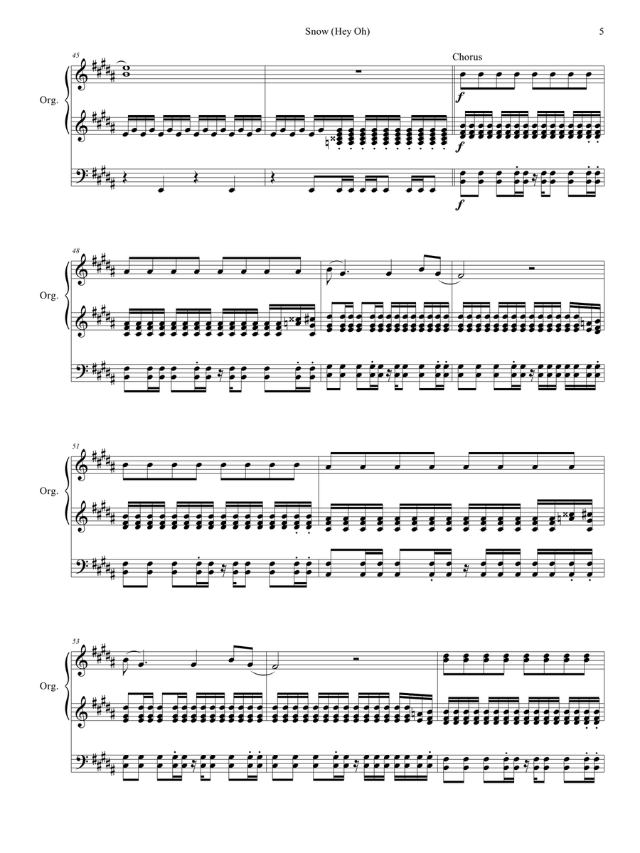 Snow (hey Oh) Organ Solo scores gallery preview page 6