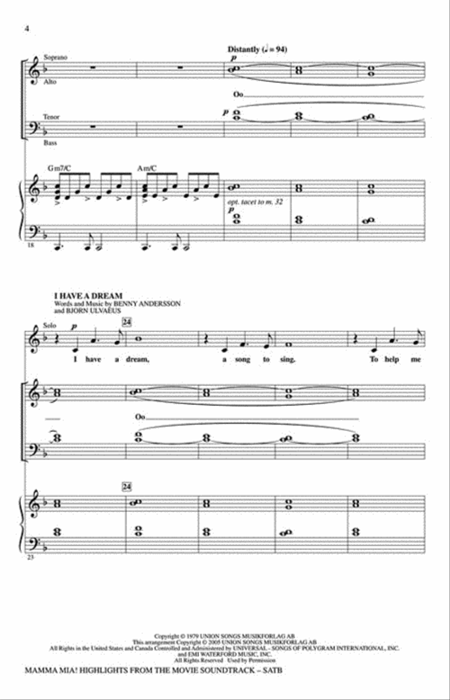 Mamma Mia! 4-Part scores gallery preview page 3
