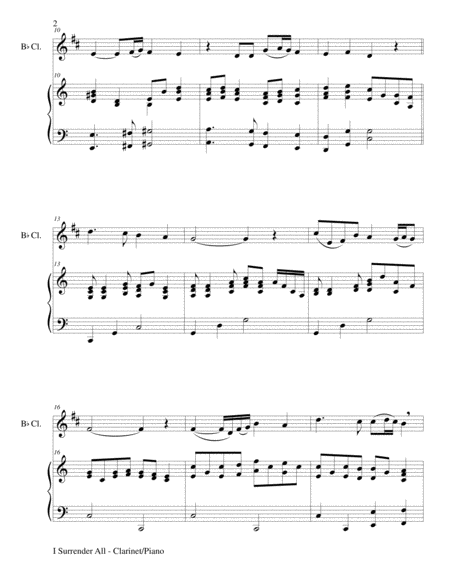 I SURRENDER ALL (Duet – Bb Clarinet and Piano/Score and Parts) image number null