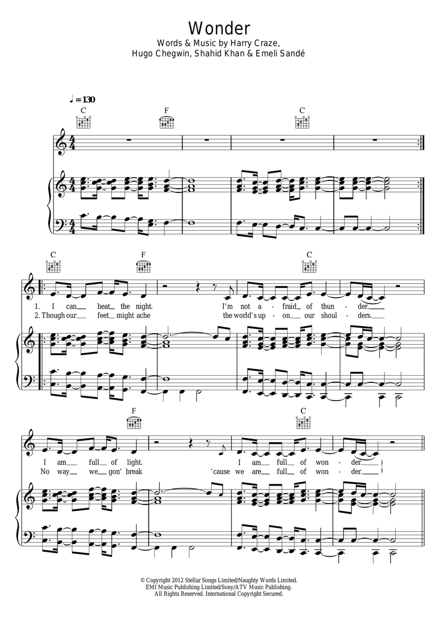 Wonder (featuring Emeli Sande) Acoustic Guitar scores gallery preview page 1
