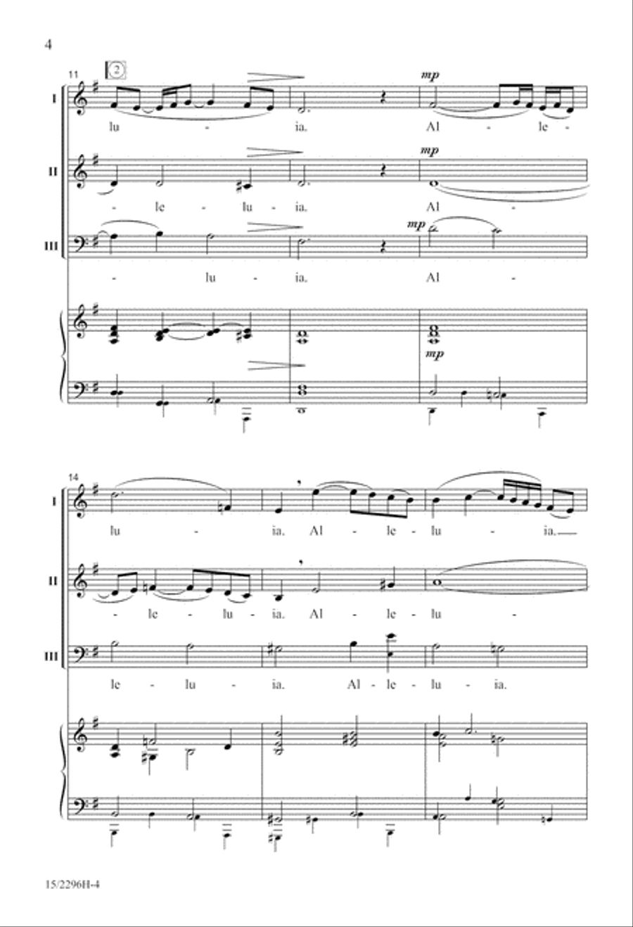 A Gentle Alleluia 3-Part scores gallery preview page 4
