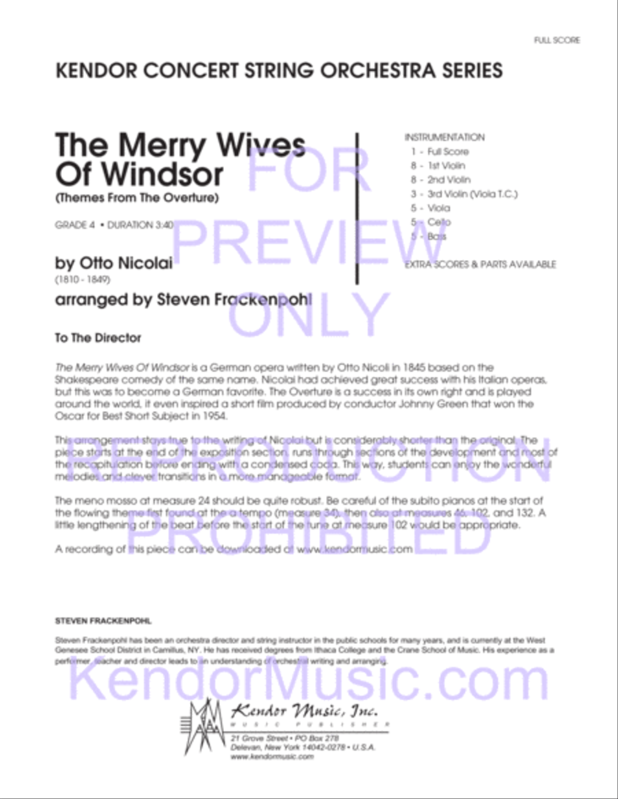 Merry Wives Of Windsor, The (Themes From The Overture) Orchestra scores gallery preview page 2