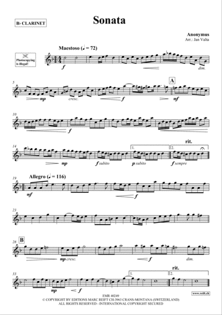 Sonata Clarinet Solo scores gallery preview page 2