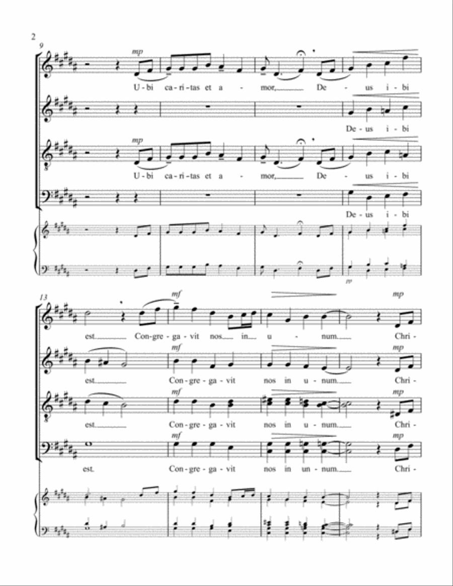 Ubi Caritas 4-Part scores gallery preview page 2