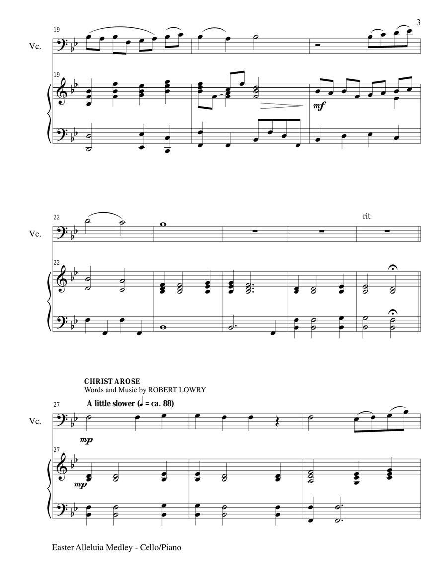 EASTER ALLELUIA MEDLEY (Duet – Cello/Piano) Score and Cello Part String Duet scores gallery preview page 3