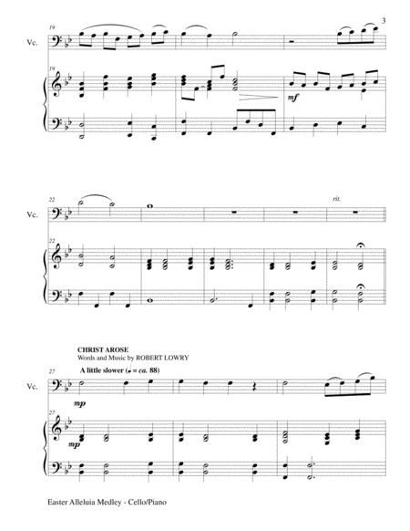 EASTER ALLELUIA MEDLEY (Duet – Cello/Piano) Score and Cello Part image number null