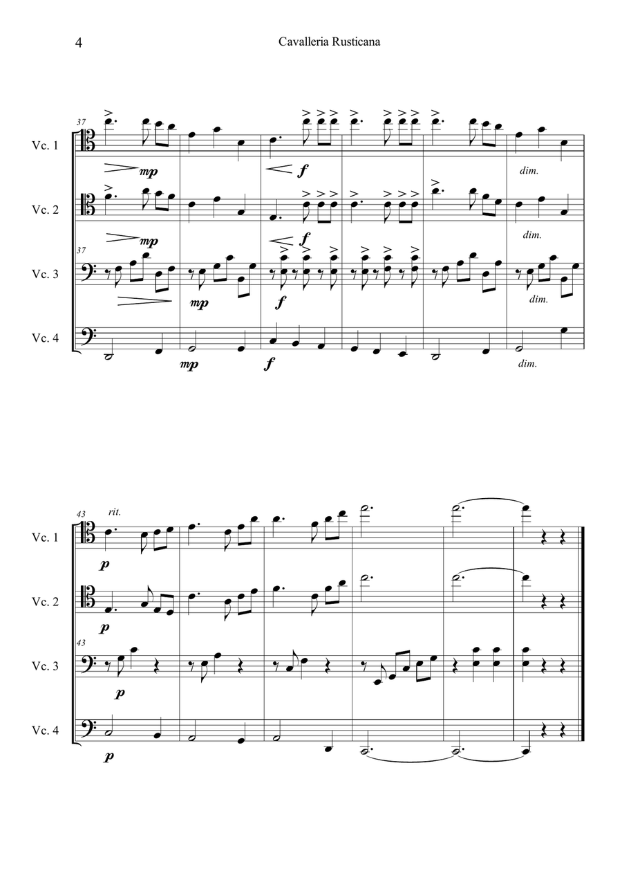Cavalleria Rusticana by Pietro Mascagni Cello - Digital Sheet Music page 4