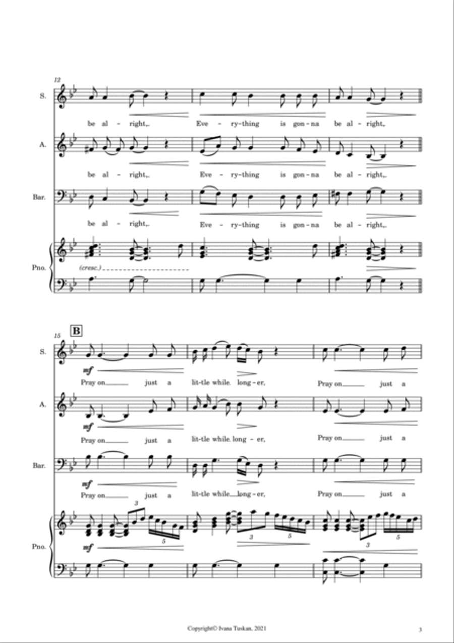 Hold On (Just a Little While Longer) for SAB and piano 3-Part scores gallery preview page 3
