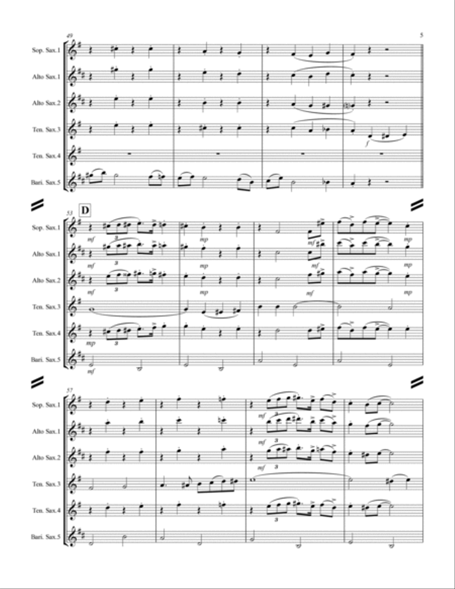 A Pretty Girl is Like a Melody (for Saxophone Quintet) Saxophone Quintet scores gallery preview page 6