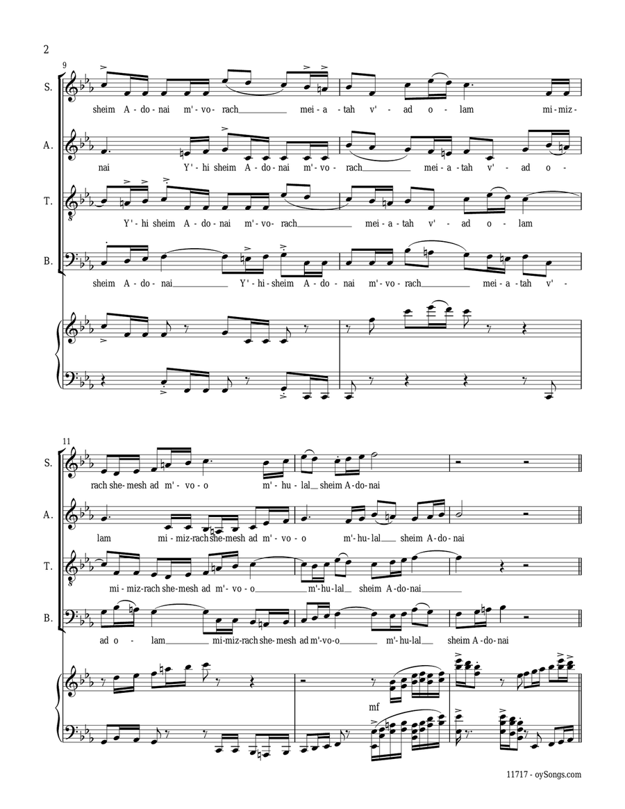Psalm 113 (Hal'luyah) 4-Part scores gallery preview page 2
