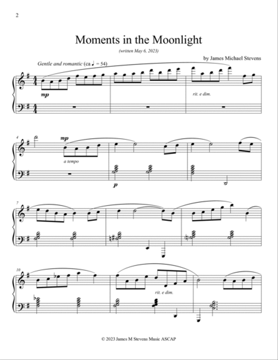 Moments in the Moonlight Piano Solo scores gallery preview page 2