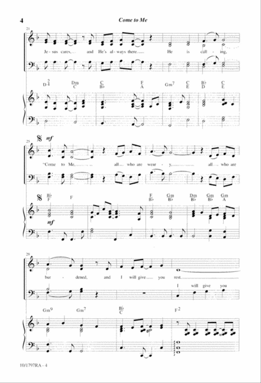Come to Me 4-Part scores gallery preview page 4