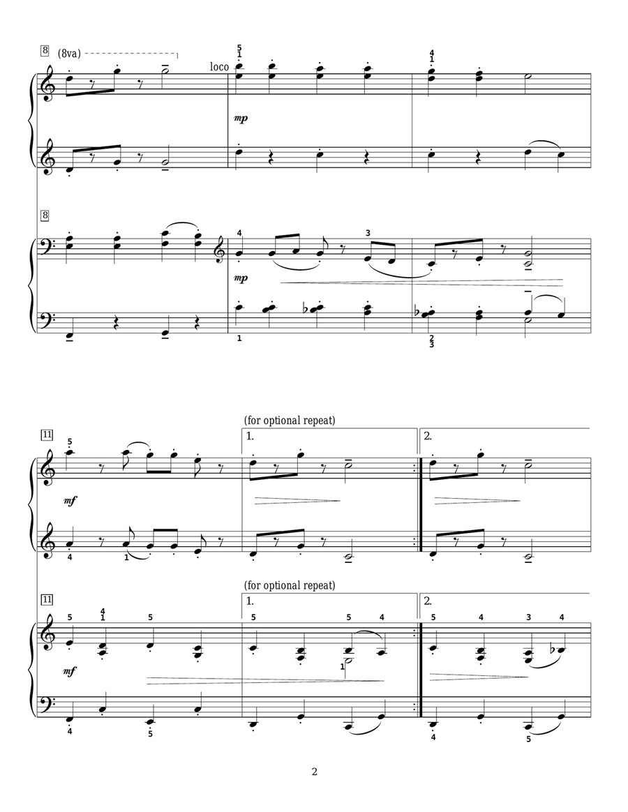 Up On The Housetop Piano Duet scores gallery preview page 2