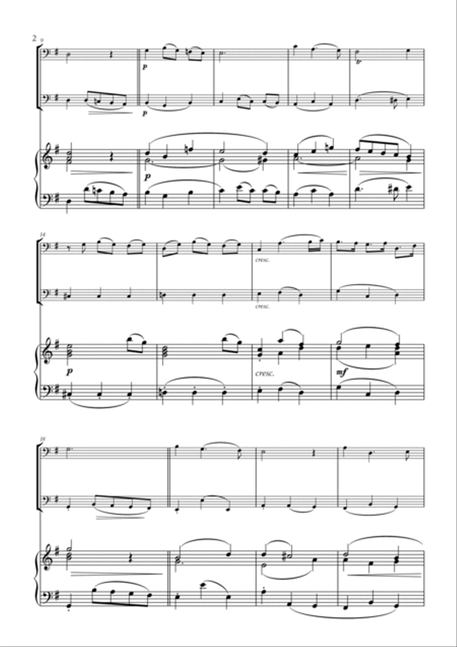 Johann Sebastian Bach - Bist du bei Mir (BWV 508) (G major) (for Bassoon and Trombone) Trombone Duet scores gallery preview page 2