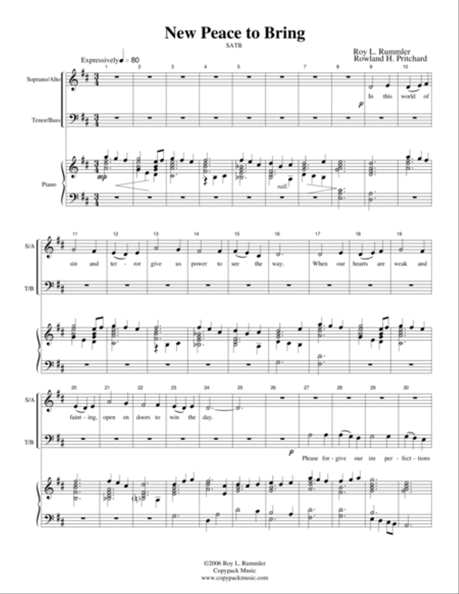 New Peace to Bring 4-Part scores gallery preview page 2
