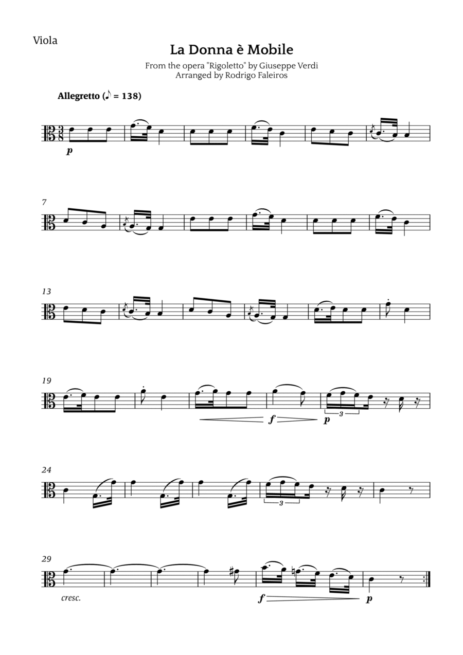 La Donna è Mobile Chamber Music scores gallery preview page 1