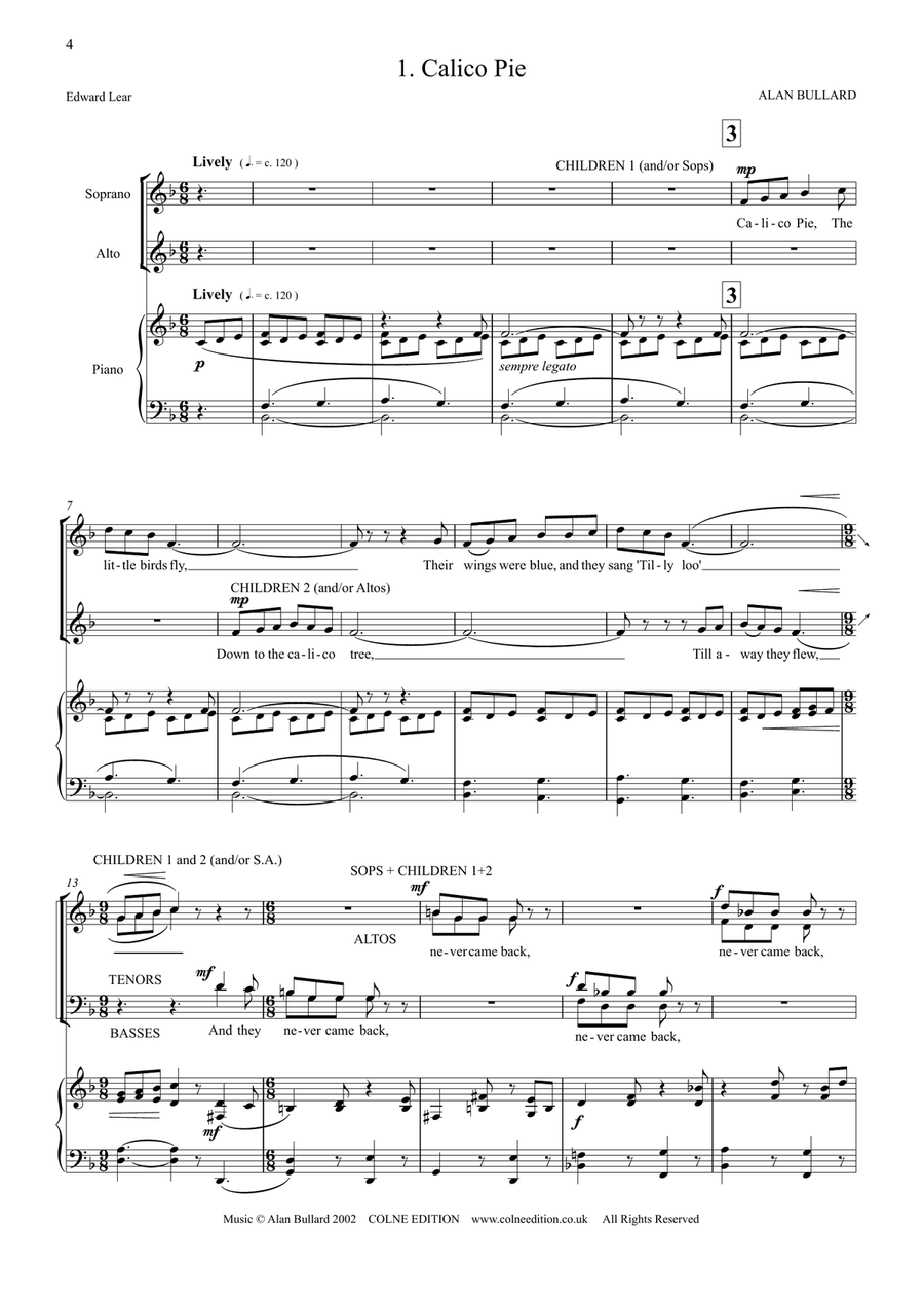 Mr Lear - an entertainment for Choir and Brass Quintet or Piano 4-Part scores gallery preview page 4