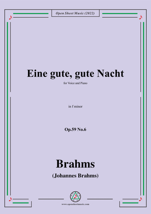 Book cover for Brahms-Eine gute,gute Nacht,Op.59 No.6 in f minor