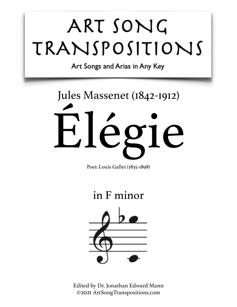 MASSENET: Élégie (transposed to F minor)