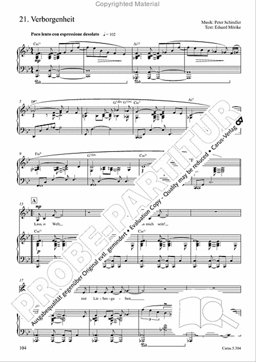 Schindler: Rosenzeit. Ein Liederzyklus uber die Liebe. Chansons fur Singstimme und Klavier Piano scores gallery preview page 105