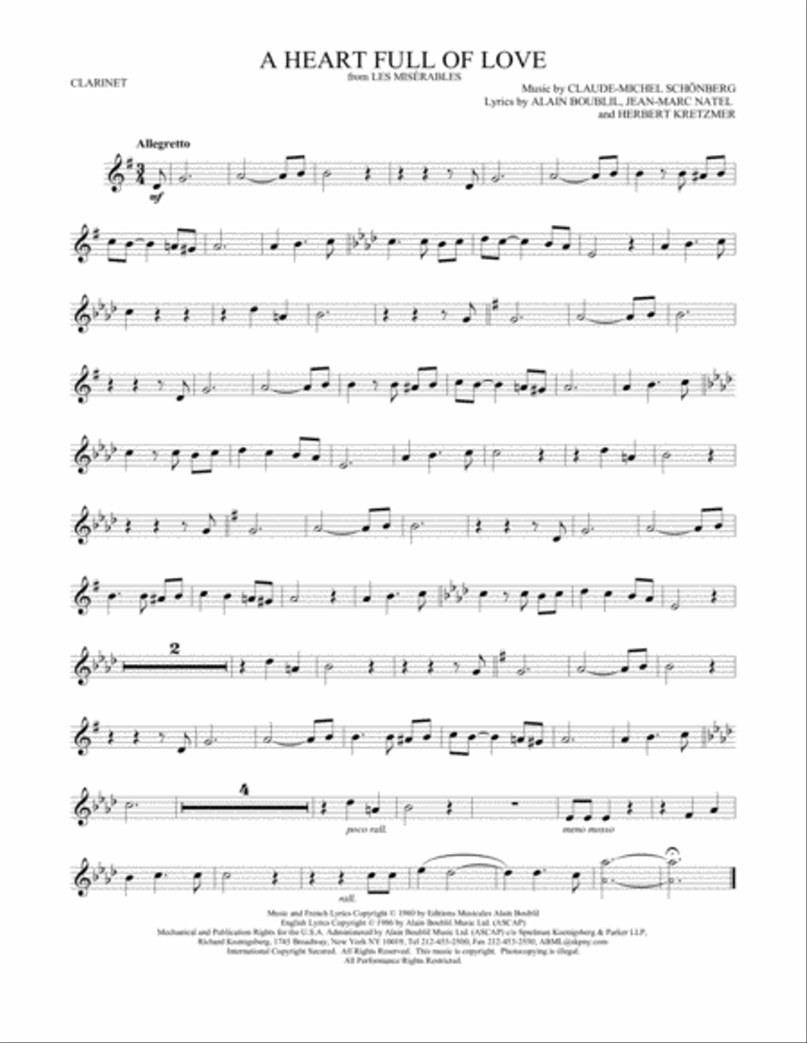 A Heart Full Of Love A Heart Full Of Love Clarinet Solo scores gallery preview page 1