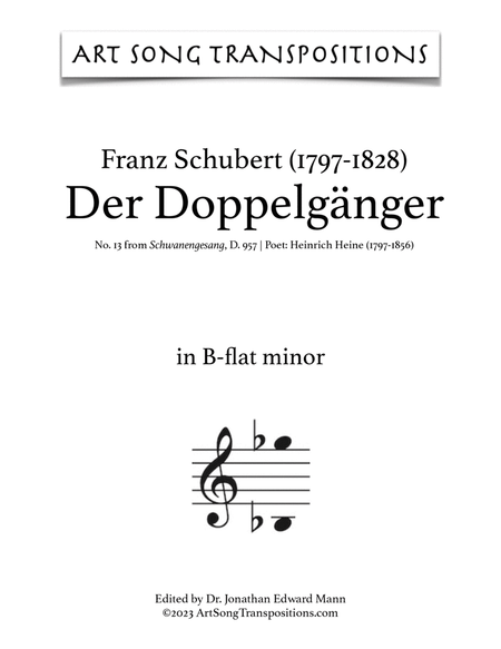 SCHUBERT: Der Doppelgänger, D. 957 no. 13 (transposed to B-flat minor)