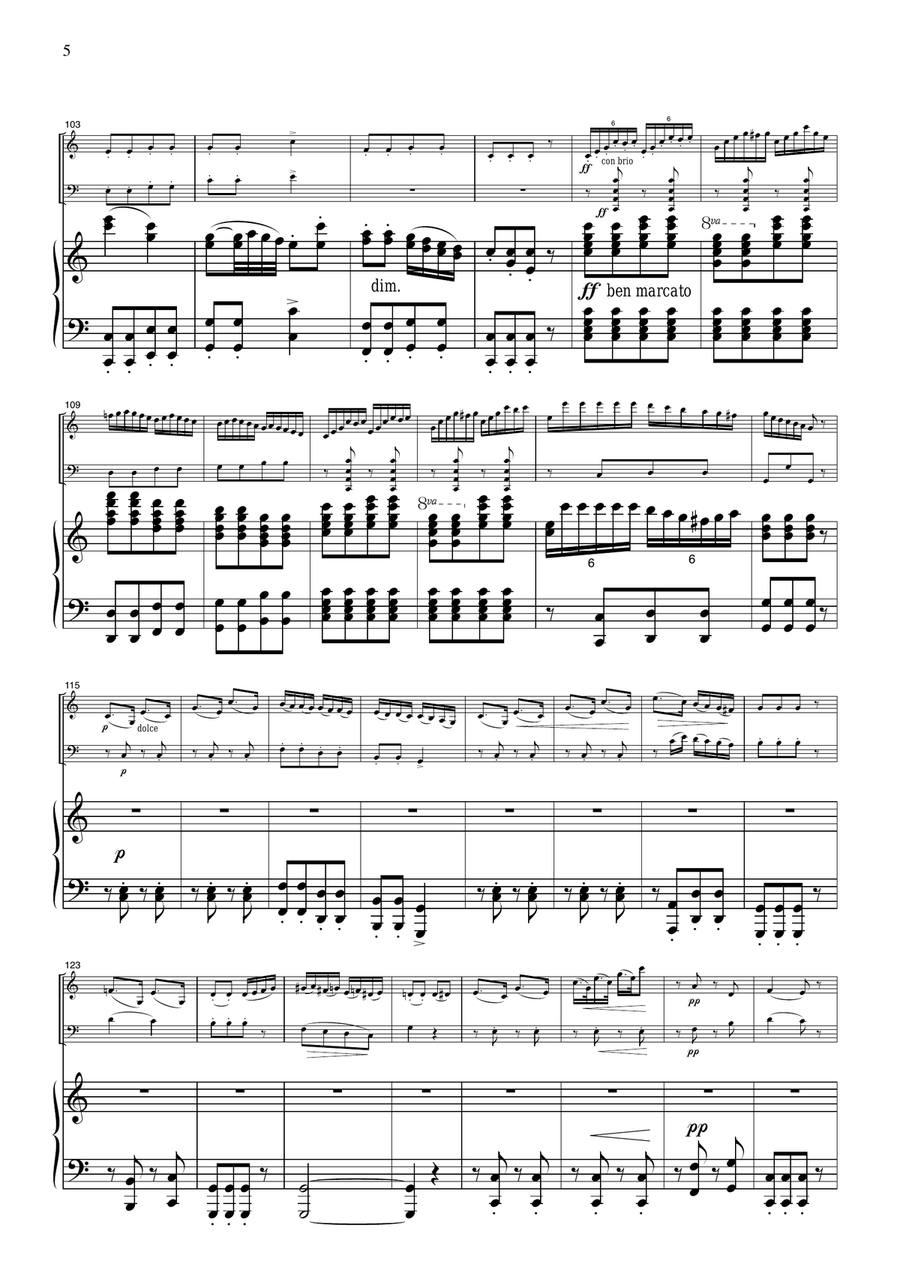 Haydn Symphony No.94 la Surprise 2nd mvt., for piano trio, PH201 Piano Trio scores gallery preview page 5
