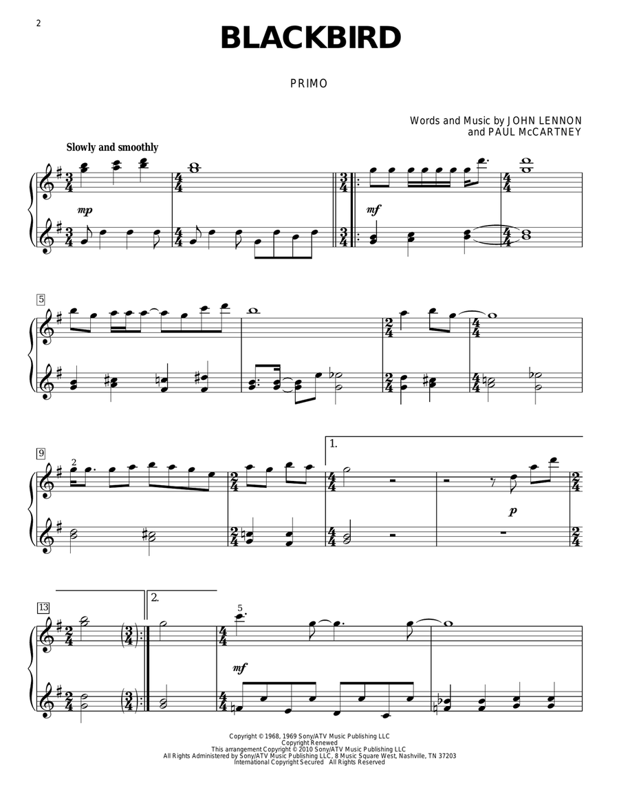 Blackbird Piano Duet scores gallery preview page 2