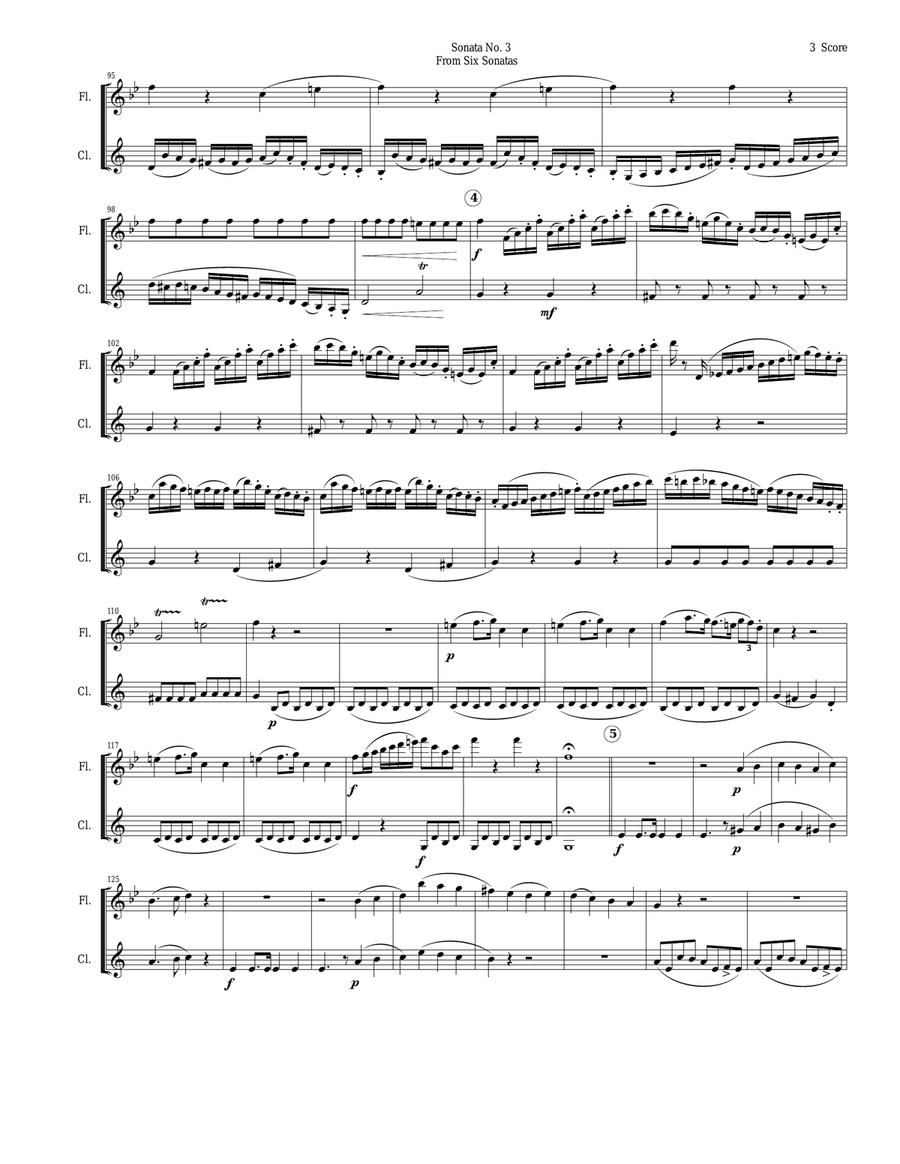 Rossini Sonata #3 for Flute and Clarinet Duet Woodwind Duet scores gallery preview page 5