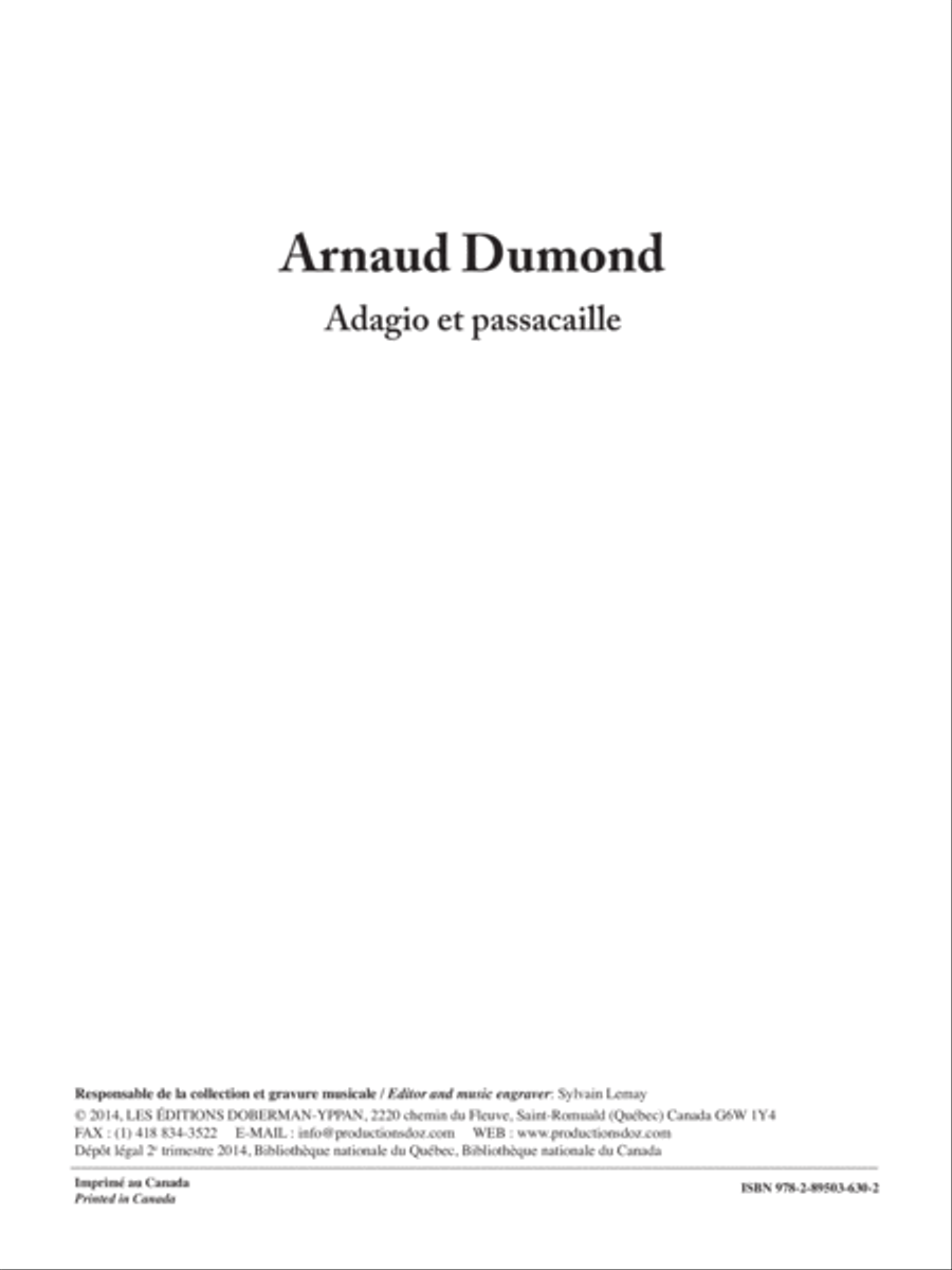 Adagio et passacaille Adagio et passacaille Flute scores gallery preview page 1