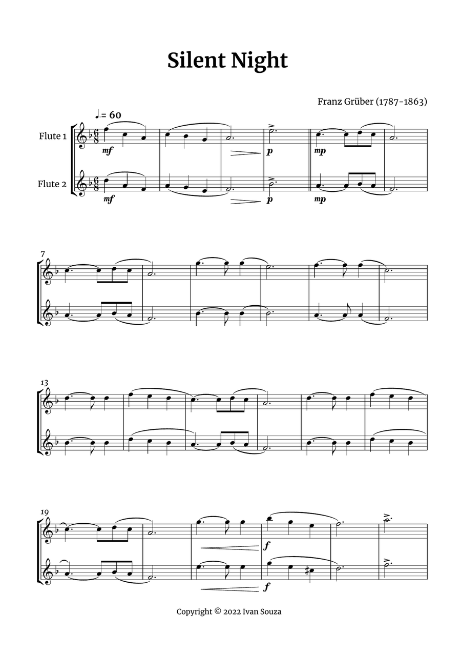 Silent Night Silent Night Flute Duet scores gallery preview page 1