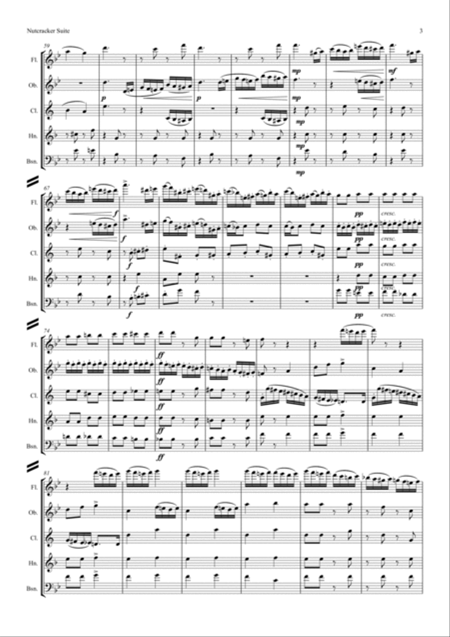 Tchaikovsky: Casse-Noisette: Nutcracker Suite (Complete) (Score and Parts) - wind quintet Woodwind Quintet scores gallery preview page 4