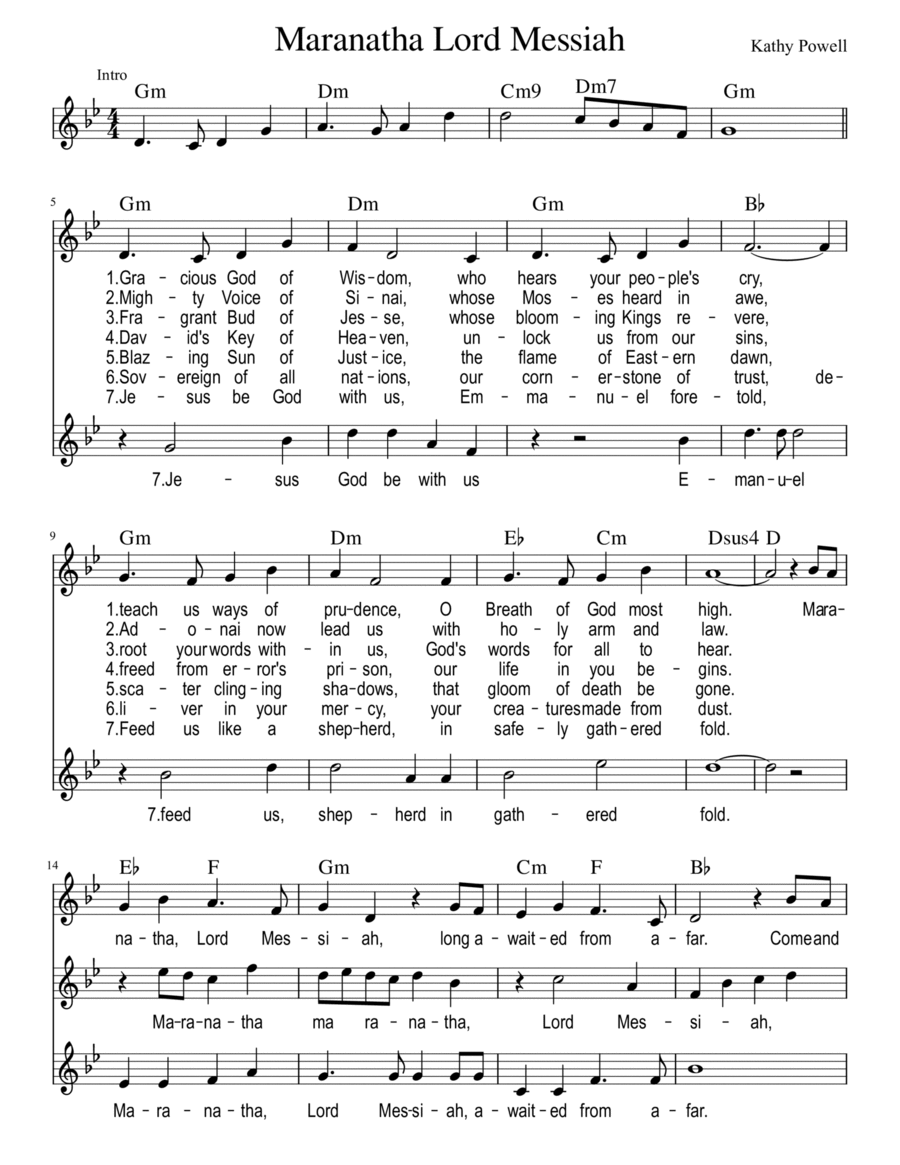 Maranatha Lord Messiah with 2nd and 3rd voice - an Advent Song 4-Part scores gallery preview page 1