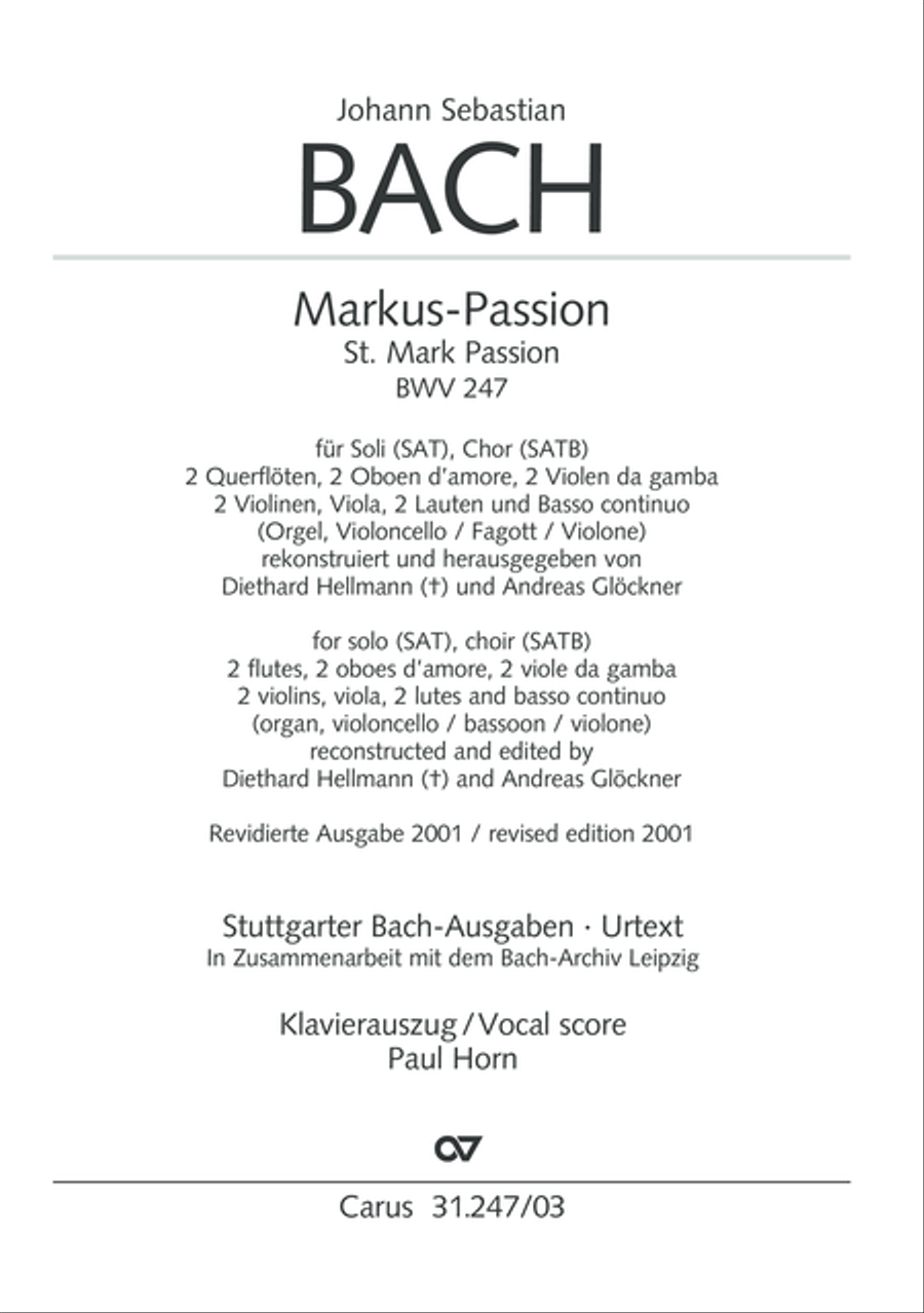 St. Mark Passion (Markus-Passion) 4-Part scores gallery preview page 2
