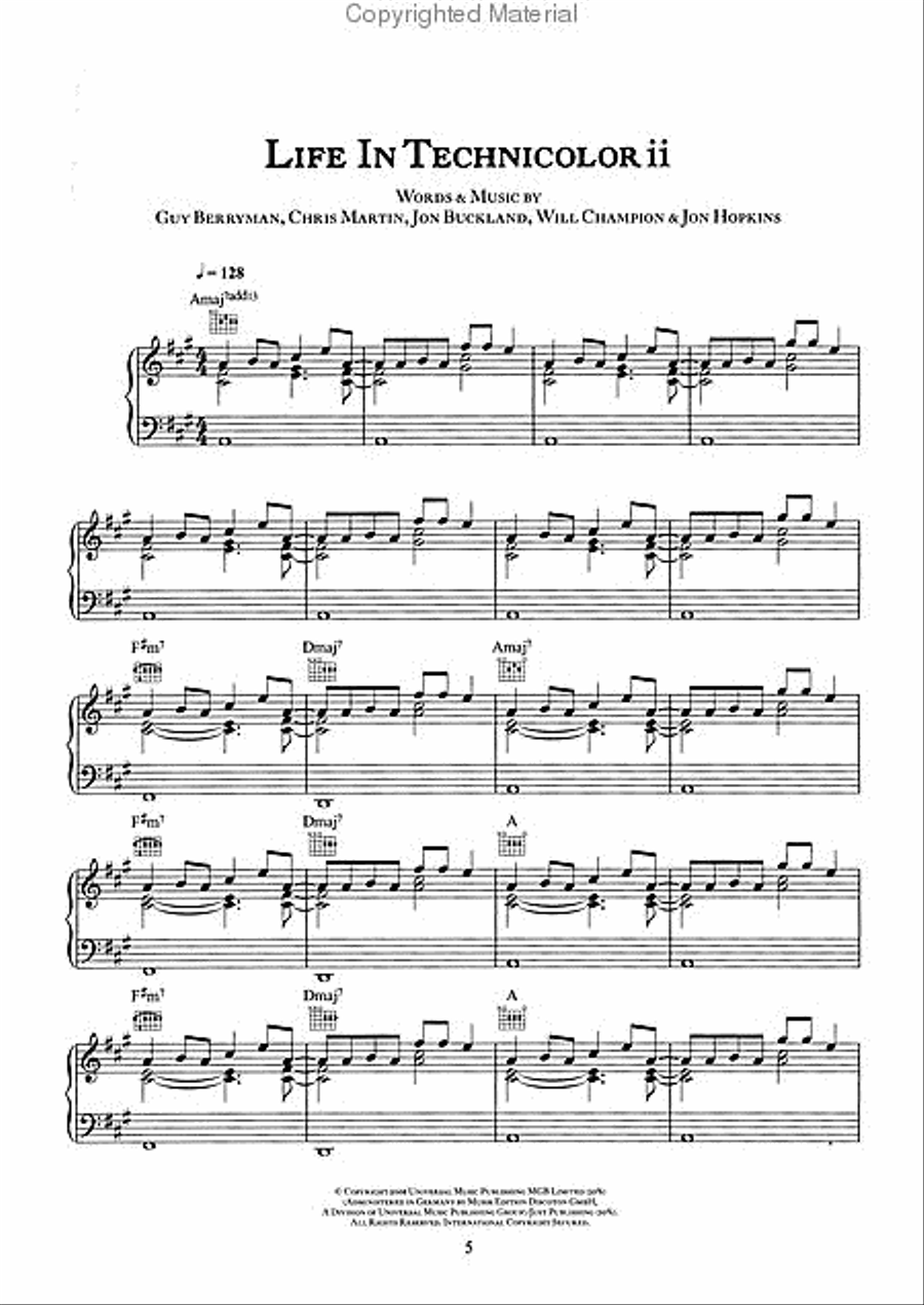 Coldplay - Prospekts March Piano, Vocal, Guitar scores gallery preview page 2