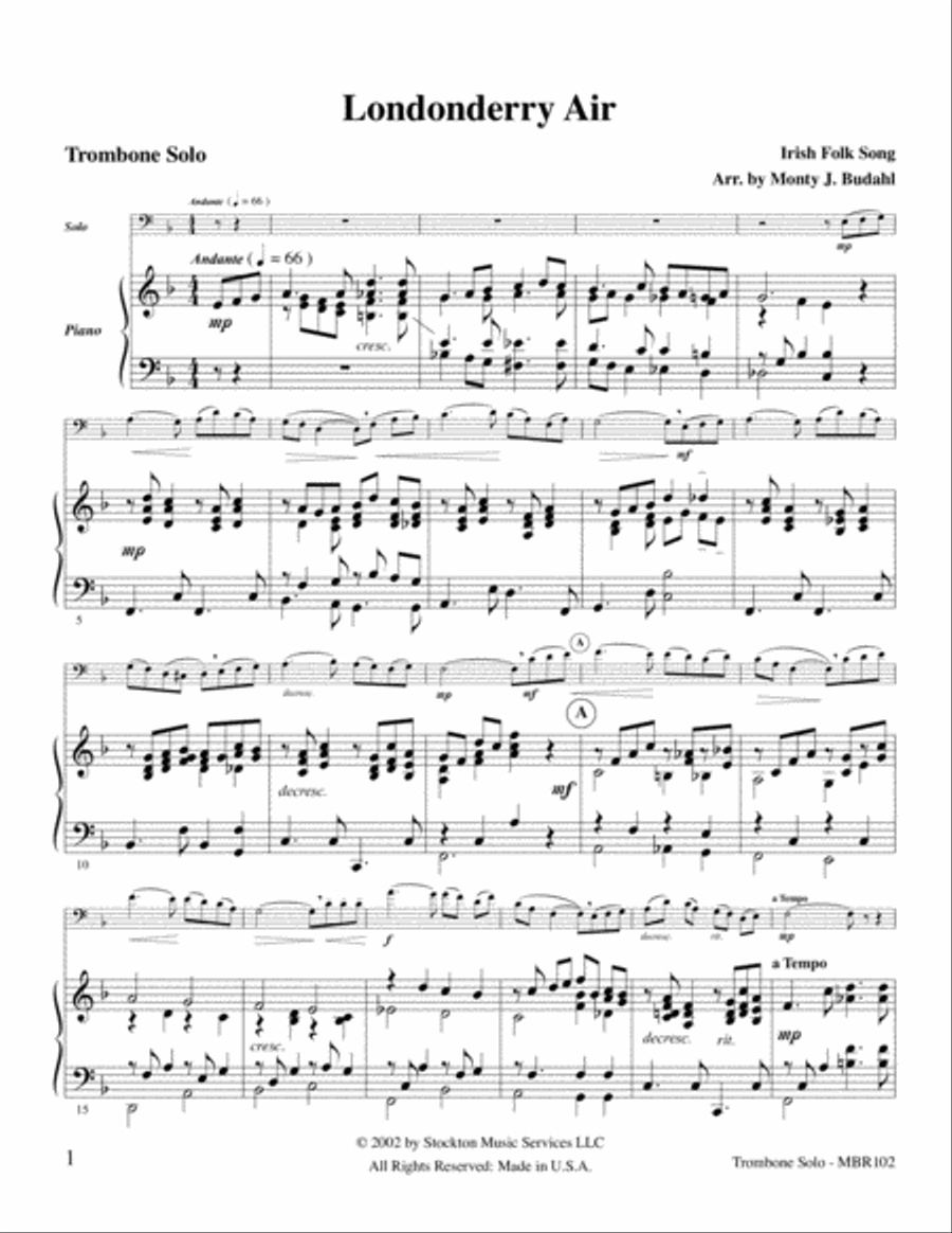 Londonderry Air Piano Accompaniment scores gallery preview page 1