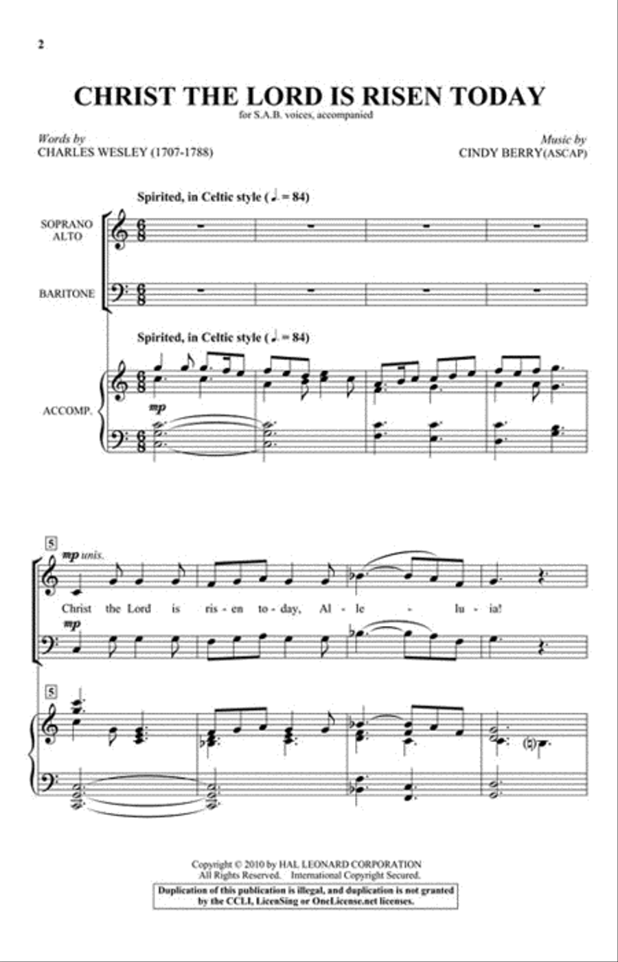 Christ the Lord Is Risen Today 3-Part scores gallery preview page 2