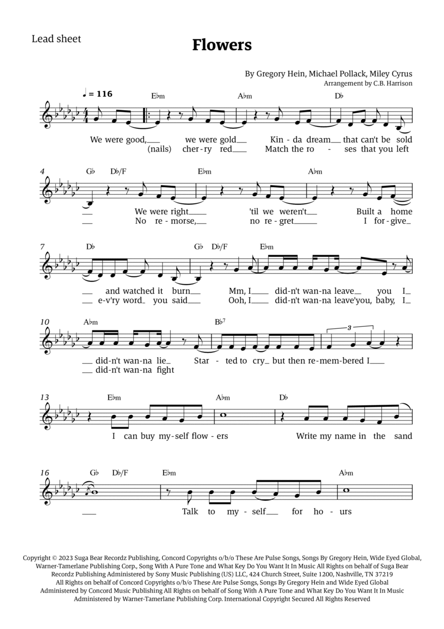 Flowers Easy Piano scores gallery preview page 1