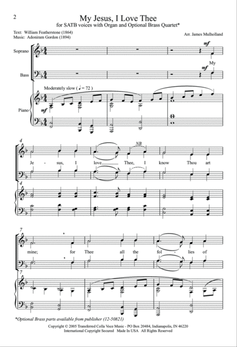 My Jesus, I Love Thee 4-Part scores gallery preview page 2