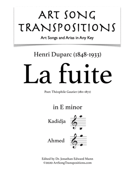 DUPARC: La fuite (transposed to E minor)