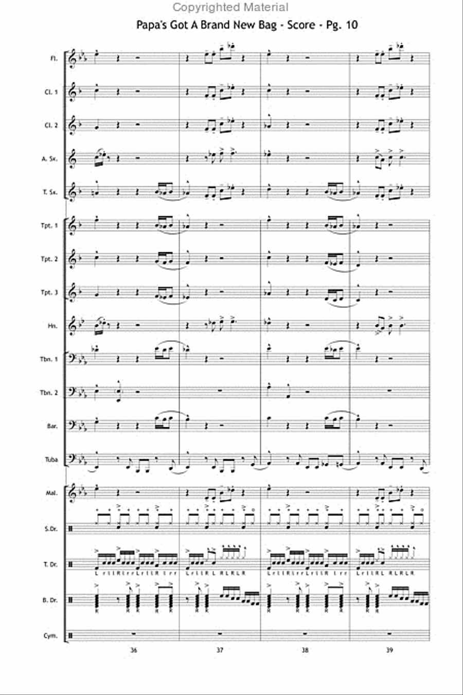 Papa's Got a Brand New Bag Marching Band scores gallery preview page 11