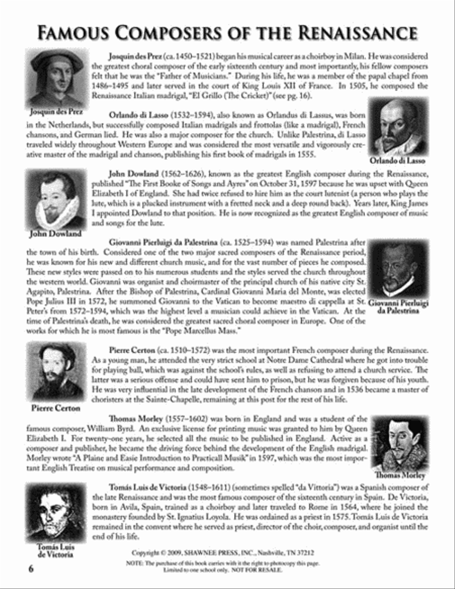 Five Minutes to Music History – Fun and Easy-to-Teach Lessons for the Four Musical Eras Choir scores gallery preview page 4