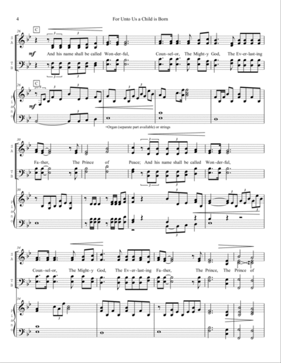 For Unto Us a Child is Born 4-Part scores gallery preview page 4
