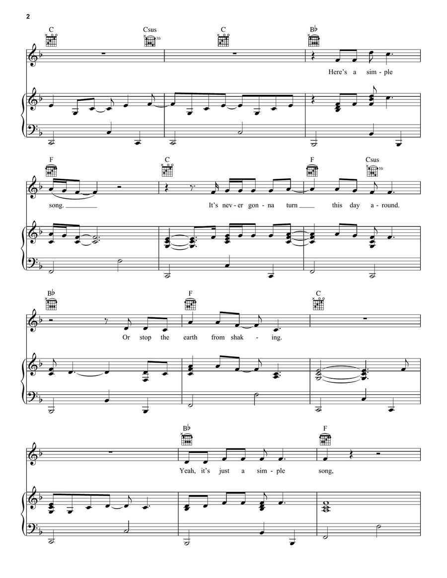 Simple Song Simple Song Piano, Vocal, Guitar scores gallery preview page 2